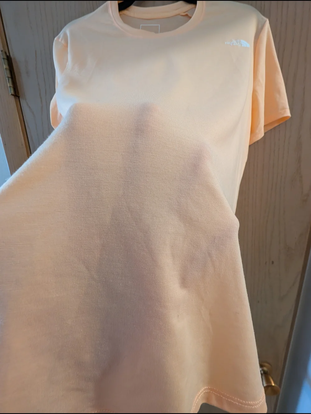 The North Face Women's Short Sleeve Crew T-Shirt in Light Peach - Picture 3 of 4